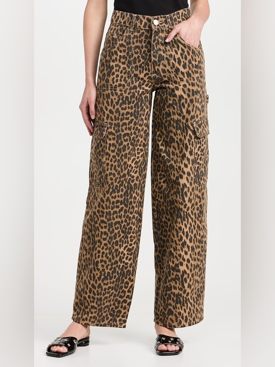 Damson Madder Denim - Damson Madder | Leopard Print Wide-Leg Cargo Jeans in Brown/Black NWT